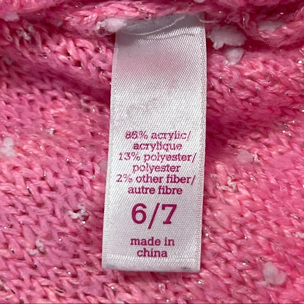 Justice pink sweater poncho with a sleeve iridescent sequins on front size 6/7